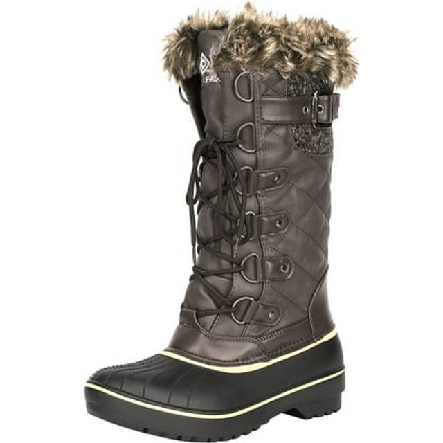 DREAM PAIRS Women's DP-Avalanche Brown Faux Fur Lined Mid Calf Winter Snow Boots Size 11 M US