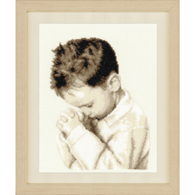 "Vervaco Counted Cross Stitch Kit 8.4""X11.2""-Praying Boy (14 Count) -V0162064"