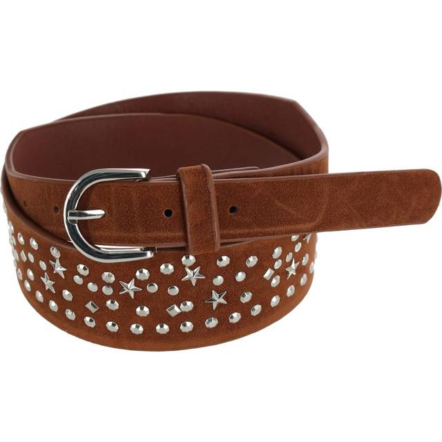CTM Women&#39;s Star Sequin Faux Suede Belt - Brown one size (one size)