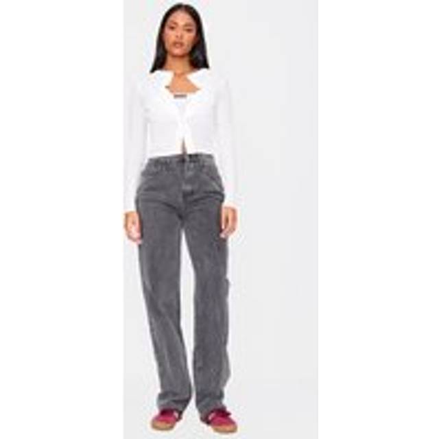 Tall Washed Grey High Waist Straight Leg Jeans, Washed Grey - 8