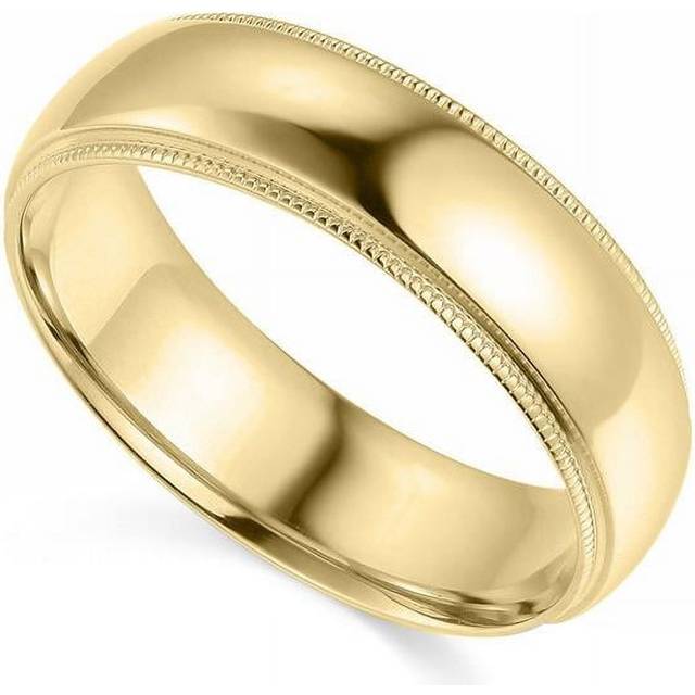 Precious Stars BMC-060-5.5 6 mm 14K Yellow Gold Comfort-fit Milgrain & Polished Wedding Band - Size 5.5