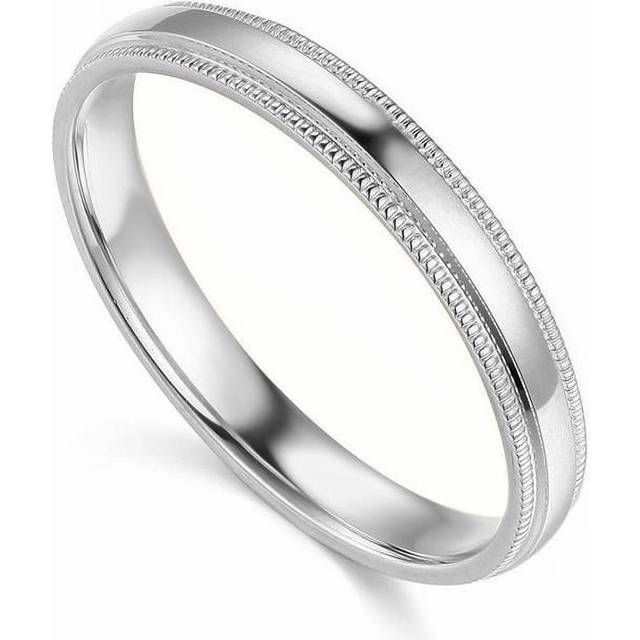 Precious Stars BMR-030W-4.5 Size 4.5 14K White Gold 3 mm Standard-Fit Milgrain & Polished Wedding Band