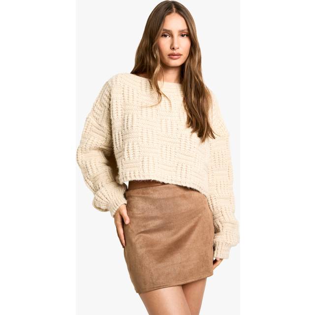 Womens Suede Mini Skirt - Beige - 6, Beige
