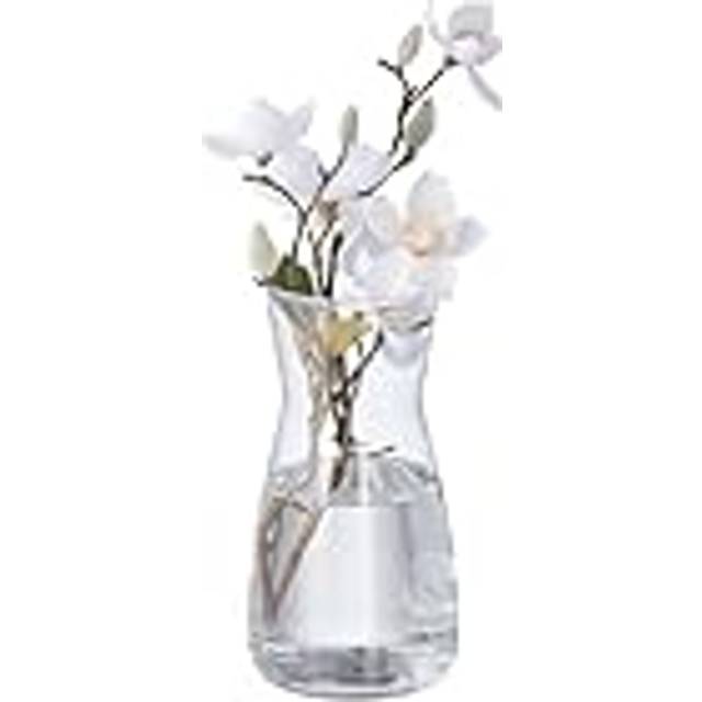 Glass Flower Vase, Modern Decor for the Table, Large Centerpiece, for Bouquet, hwd: 20 x 10.5 x 10.5 cm, Clear - Relaxdays