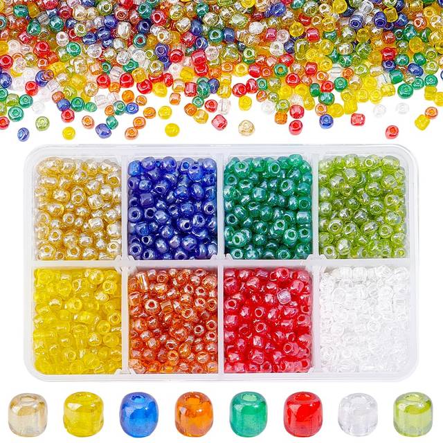 PH PandaHall About 1900 Pcs 6/0 Multicolor Beading Glass Seed Beads 8