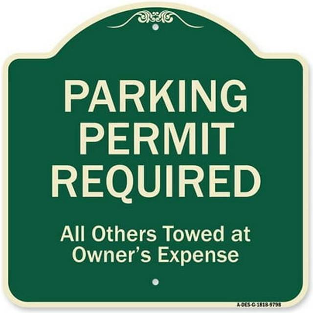 SignMission A-DES-G-1818-9798 18 x 18 in. Designer Series Sign - Parking Permit Required All Others Towed at Owners Expense Green