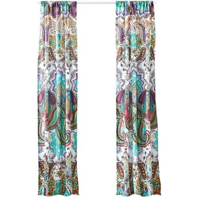 Benjara Vana 84 Inch Window Curtains, Decorative Paisley Print Design, Rod Pockets