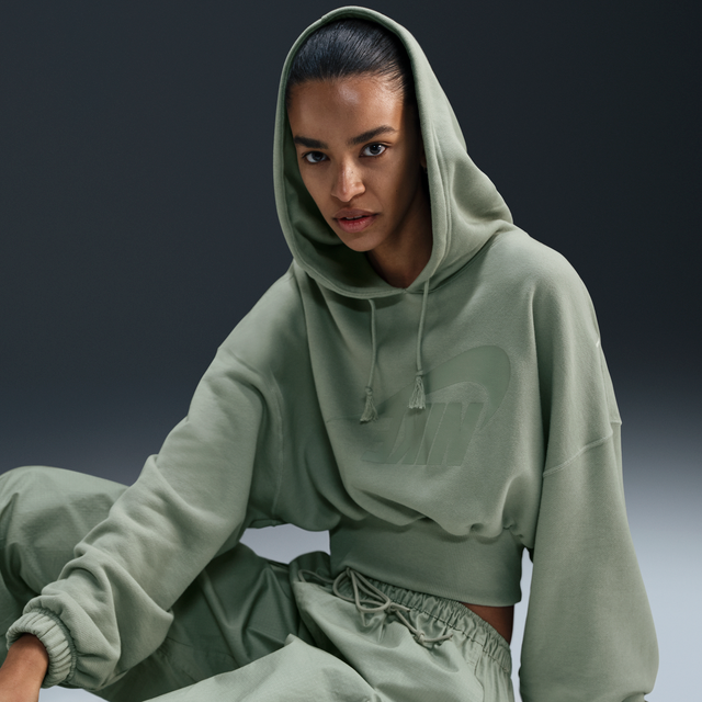 Nike, Hoodies, female, Green, M, Jade Horizon Short Hooded Crop Sweatshirt