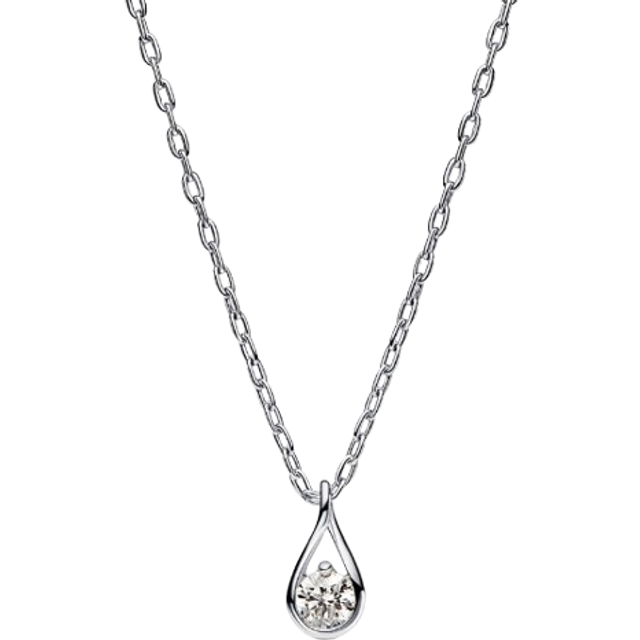 Pandora Infinite Sterling Silver Lab-grown Diamond Pendant Necklace - Sterling silver / Lab-grown diamond - Sz. 45 cm - Clear