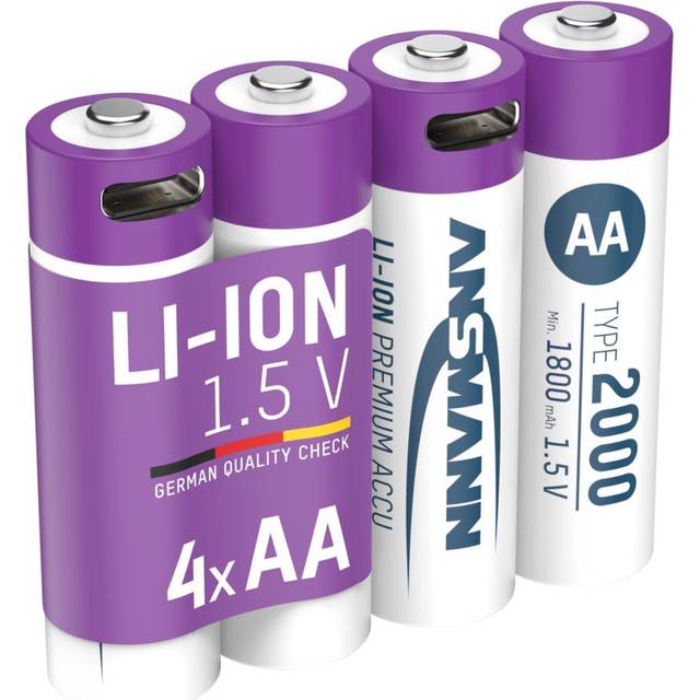 Ansmann aa li-ion rechargeable battery 2000mah 4 pack with usb-c cable 1312-0036