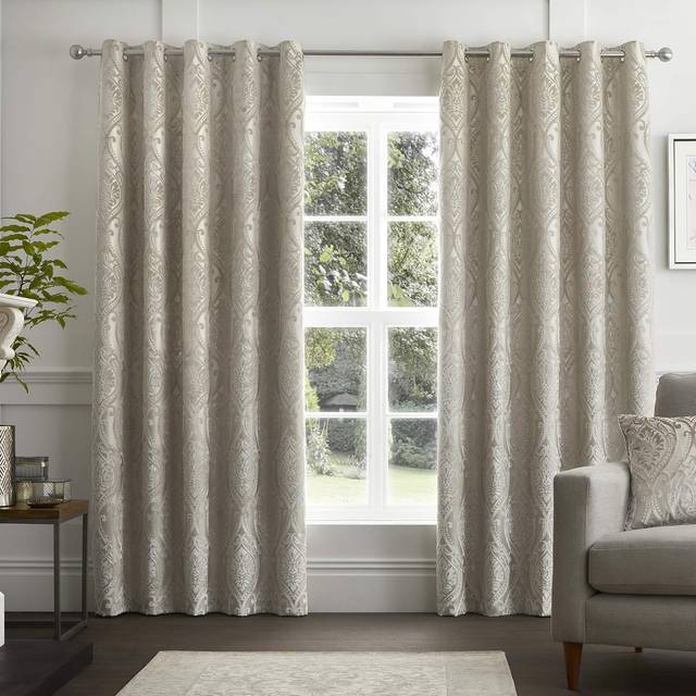 Chateau Natural Eyelet Curtains - Natural - 90w X 72d (229x183cm) - Curtina
