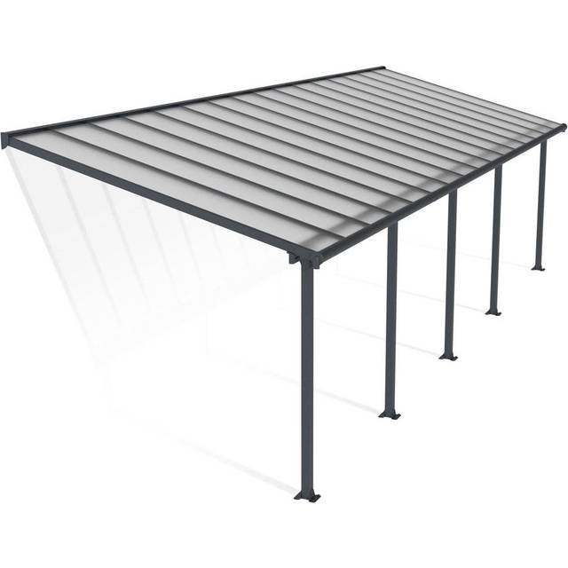 10' x 32' Palram Canopia Olympia Grey Patio Cover with Clear Panels (2.95m x 9.80m)