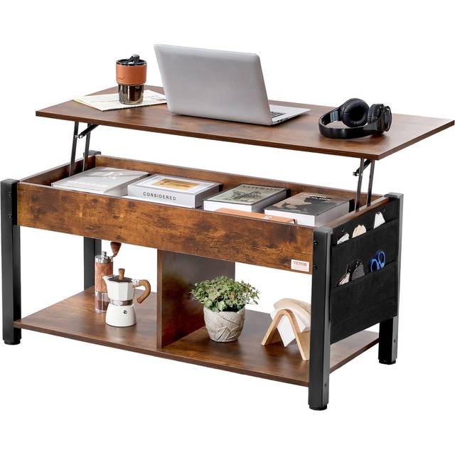 VEVOR Lift Top Coffee Table 41.7" Rectangle Coffee Table for Living Room Brown