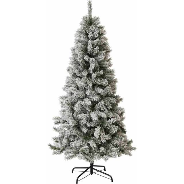 7Ft Neo Scandinavian Tips Spruce Fir Artificial Christmas Tree Xmas Realistic Branches Green Natural Branches With Solid Metal Legs (snow Flocked), Green