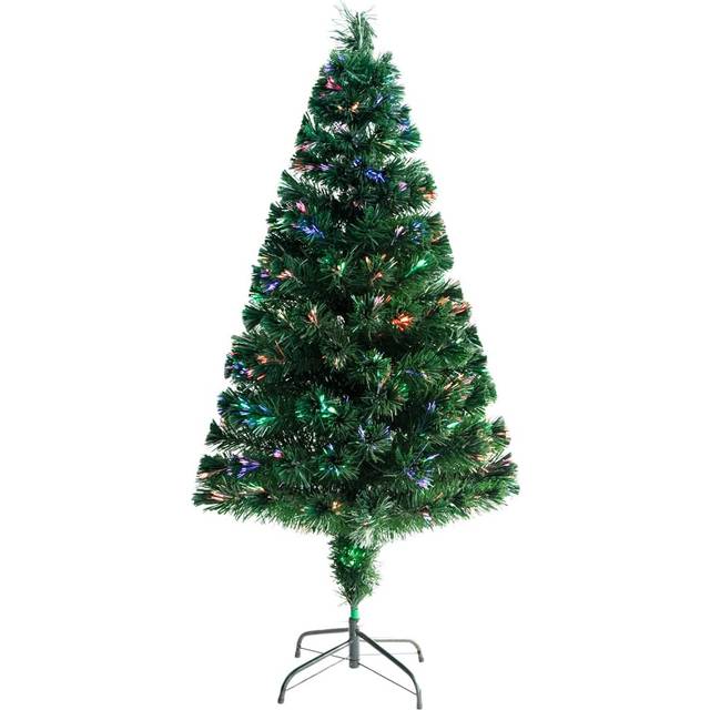 SHATCHI 3ft/90cm Nova Pre-Lit Fibre Optic Christmas Tree Various Multicolour Light Effects Holiday Xmas Home Decorations, Green, 3ft