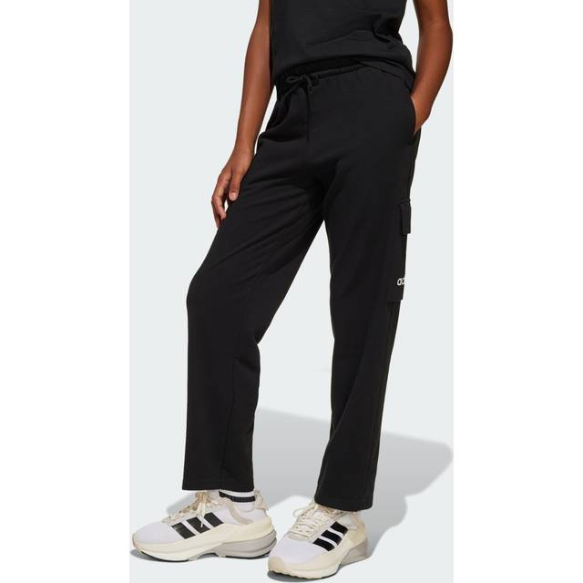 adidas Sportswear Junior Girls Essentials Cargo Pants - Black, Black/White, Size 14-15 Years - 14-15 YEARS
