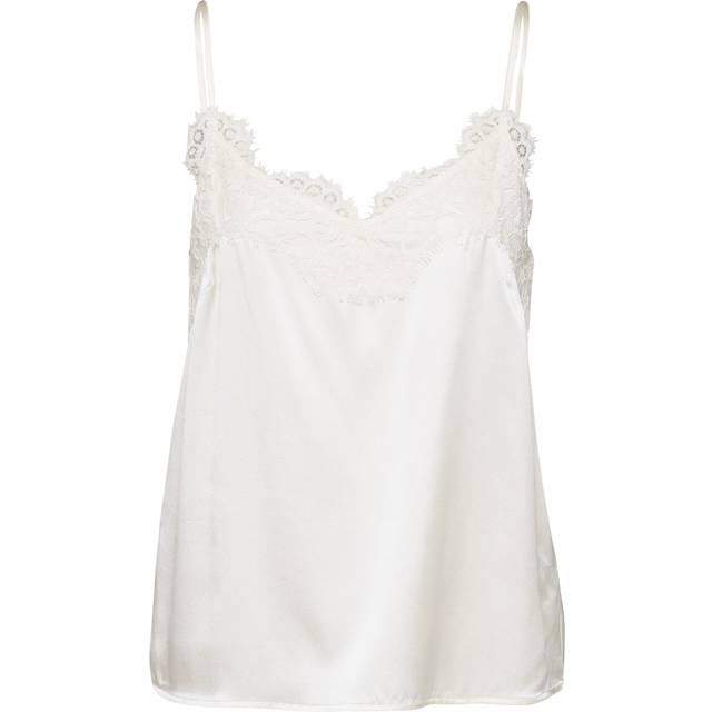 Rosemunde, Sleeveless Tops, female, White, M, Silk Strap Top with Lace Details