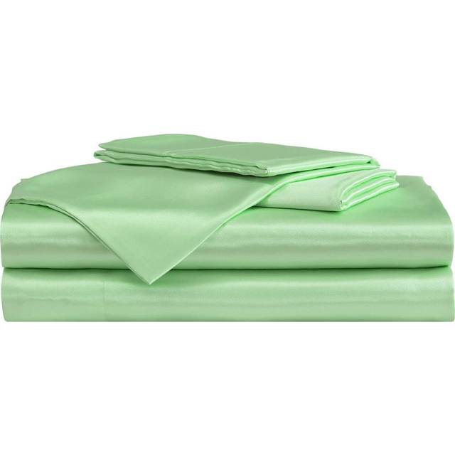 Betsey Johnson - Twin Sheets  Luxurious Satin Bedding Set with Matching Sham(s)  Smooth & Silky Home Decor (Solid Satin Green  Twin)