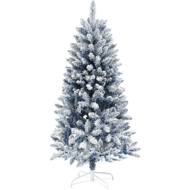HOMCOM 5 Foot Artificial Blue Snow Flocked Christmas Tree with Hinged Branches | TJ Hughes
