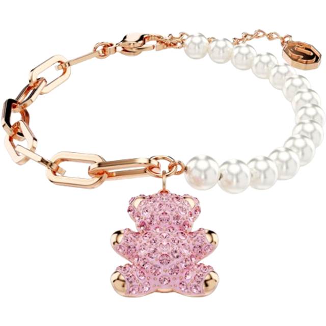 Swarovski Rose Gold Tone Plated Pink Teddy Bear Bracelet