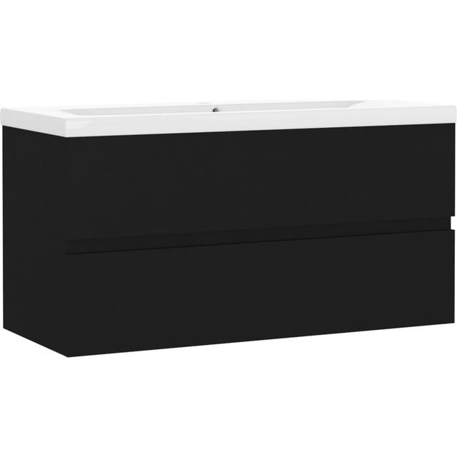 vidaXL Sink Cabinet with Built-in Basin Black Engineered Wood