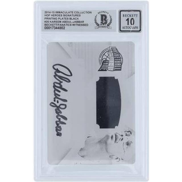 Kareem Abdul-Jabbar Los Angeles Lakers Autographed 2014-15 Panini Immaculate Collection HOF Heroes Signtaures Black Printing Plate #20 #1/1 Beckett Fanatics Witnessed Authenticated 10 Card