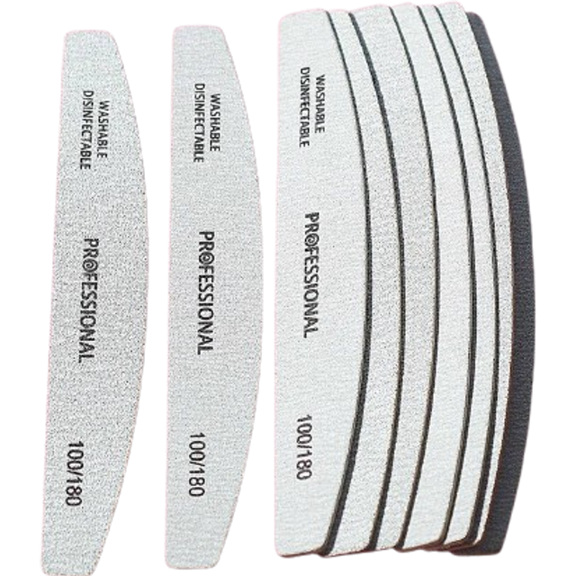 SHEIN 5Pcs Half Moon 100/180 Grit Wood Nail Files Double Sided Emery Board Washable Emery Boards Reusable Nail Buffers Manicure Tools For Natural Nails Home