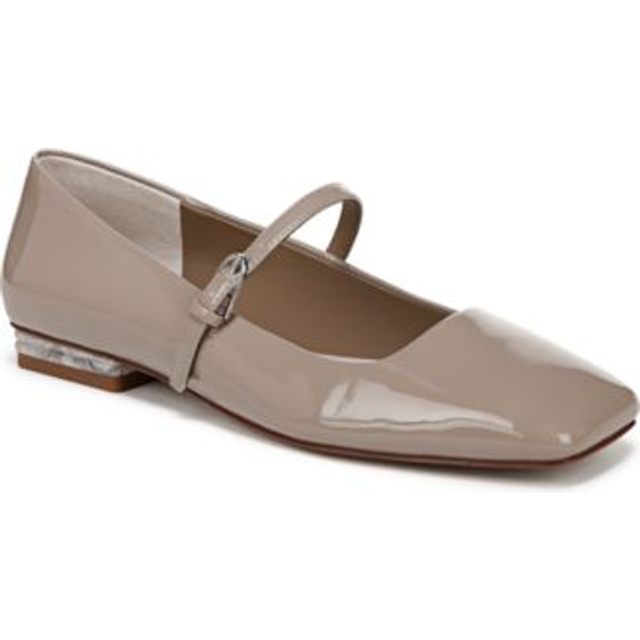 Franco Sarto Franco Tinsley Mary Jane Flat Shoes (Taupe Patent Faux Leather) 10.0 W Square Toe, Buckle Closure