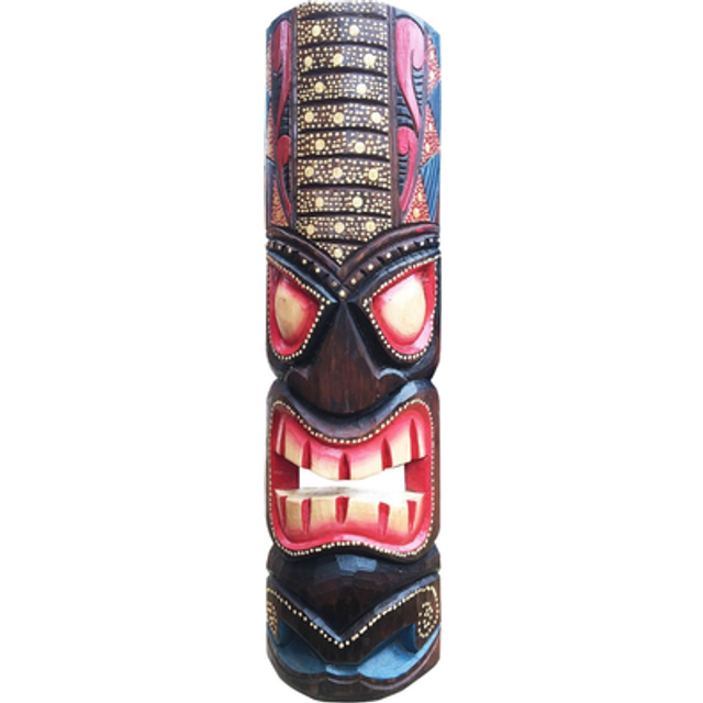 "Forever Bamboo Hawaiian Tiki Mask Railroad Dot Art Tongue Wall Decor 20"""""""""