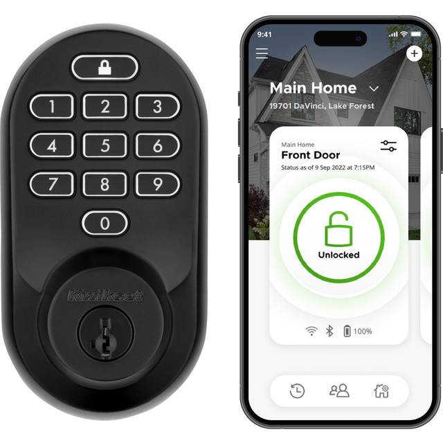 Kwikset Halo Wi-Fi Smart Lock  Keyless Entry Door Deadbolt  Geofence Auto-Unlock  Grade AAA Certified  No Hub Easy Install  Matte Black Lifetime Finis