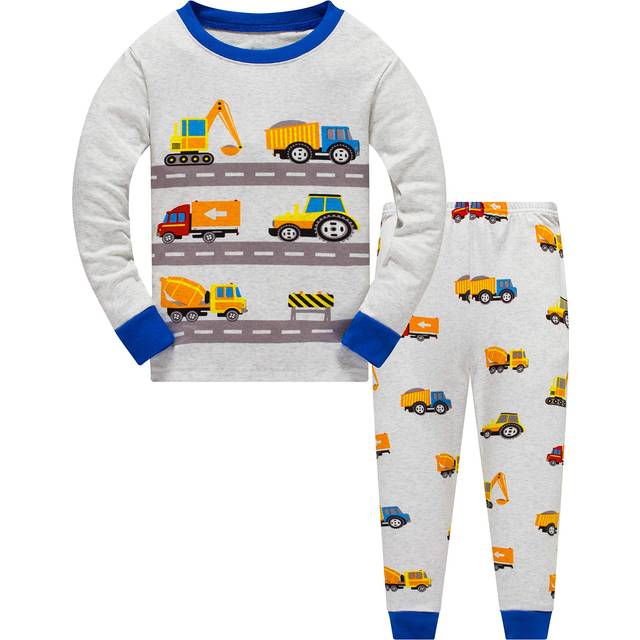 Boys Pajamas Truck 100% Cotton Construction Pjs Toddler 2 Piece Long Sleeve Sleepwear Kids Christmas Clothes Set 6t