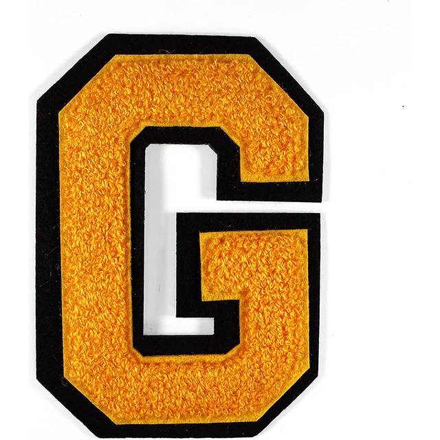 "Letter G - Chenille Stitch Varsity Iron-On Alphabet Patch by pc  4-1/2""""""""  TR-11648 (Golden Yellow/Black)"