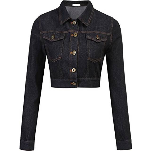 PRETTYLITTLETHING Washed Black Cropped Denim Jacket, Washed Black - 10