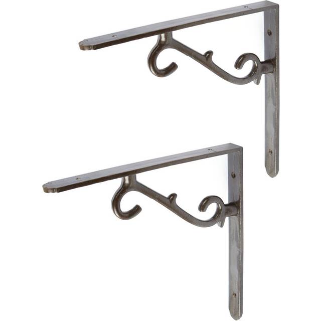 Hammer & Tongs - Scroll Iron Shelf Bracket - Raw (20.5cm H x 2cm W x 20.5cm D)