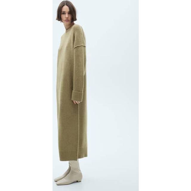 Knitted dress with ribbed finishes medium green - Woman - 6 - MANGO - Medium Green