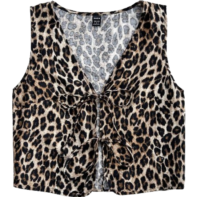 Soleia WYWF Women&#39;s Vacation V-Neck Tie-Front Tropical Print Sleeveless Tank Top With Flared Sleeves