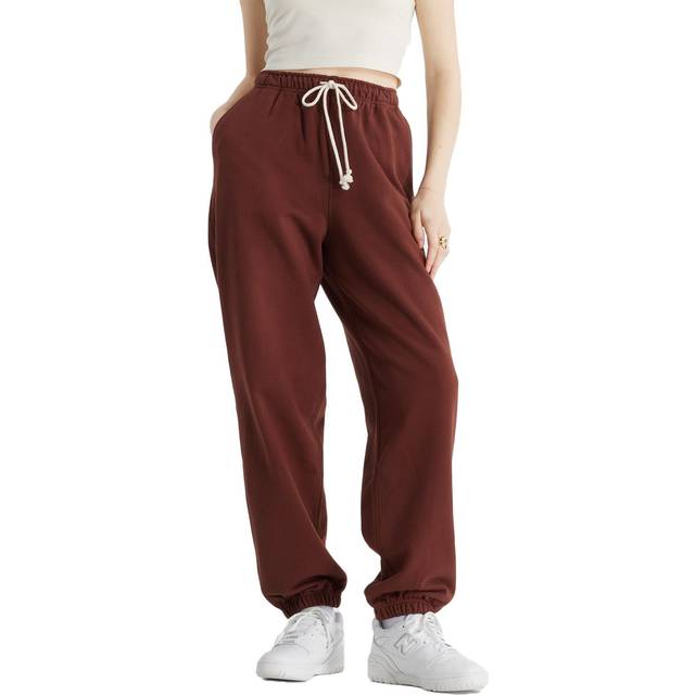 New Balance Women's Athletics French Terry Jogger in Brown Cotton, size Large