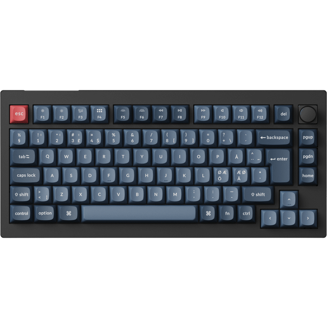 Keychron V1 Max - Tangentbord - QMK/VIA, anpassat mekaniskt - 75% - compact - med vred - bakgrundsbelyst - trådlös - USB-C, Bluetooth 5.1, 2.4 GHz -