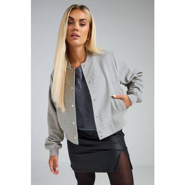 Limited Collection Curve Grey Brushed Bomber Jacket, Women's Curve & Plus Size, Limited Collection - 30-32