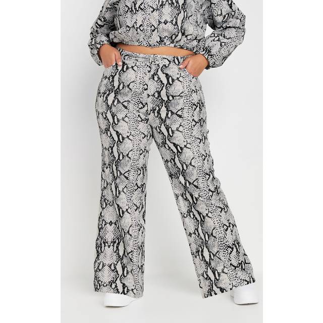 Limited Collection Curve Grey Snake Print Wide Leg Jeans, Women's Curve & Plus Size, Limited Collection - 30-32