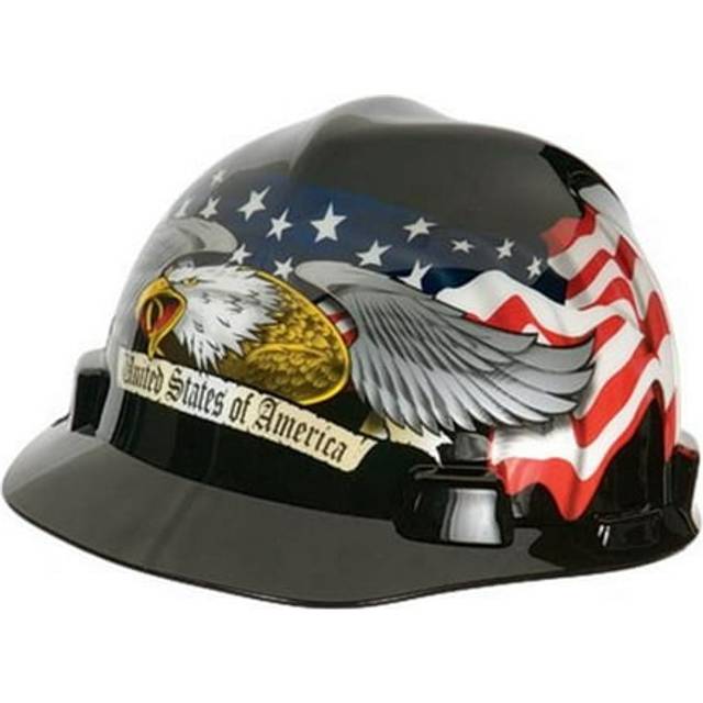MSA 10079479 V-Gard Slotted Hard Hat  Americaln Eagle   Capacity  Volume  Polyethylene  Standard  black/Red/White/Blue