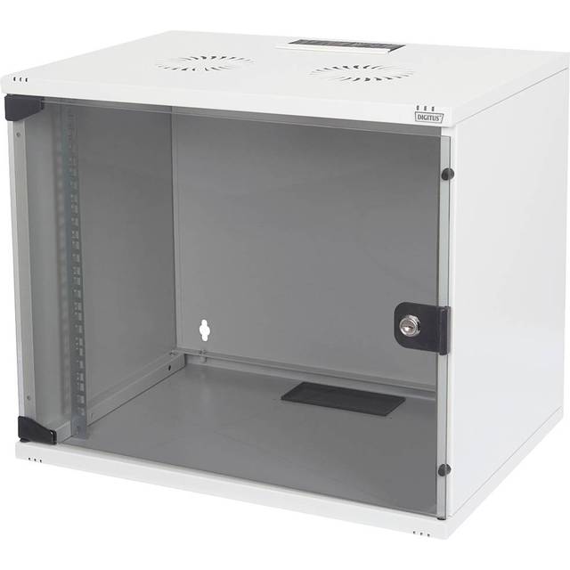 7U wall mounting cabinet, SOHO, unmounted 370x540x400 mm, full glass front door,grey (RAL 7035)