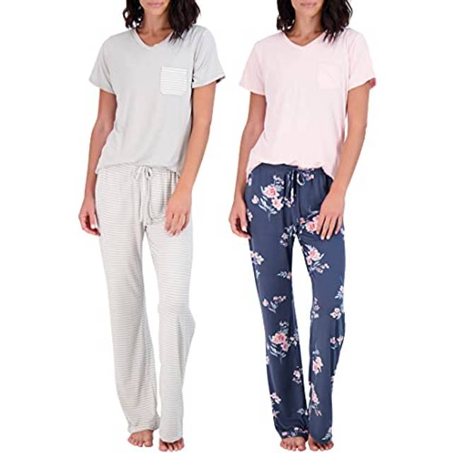 2 Pack: Plus Size Short Sleeve Pajamas For Women Sets Womens Pajama Sets Two Piece Pj Summer Pijamas De Mujer Cotton Pjs Pants Loungewear Sleepwear Ma
