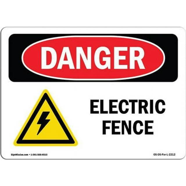 SignMission OS-DS-D-710-L-2212 OSHA Danger Sign - Electric Fence