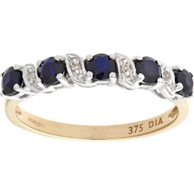 (P) Jewelco London 9ct Yellow Gold Sapphire And Diamond Eternity Ring