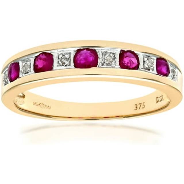 (K) Jewelco London 9ct Yellow Gold Ruby & Diamond Eternity Ring