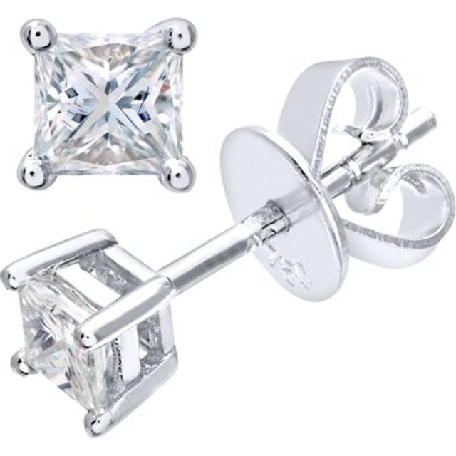 Jewelco London Platinum Princess 1/3ct Diamond Solitaire Stud Earrings - PE0AXL4420PTJSI