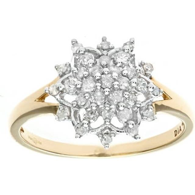 (K) Jewelco London 9ct Yellow Gold Ladies Diamond Ring