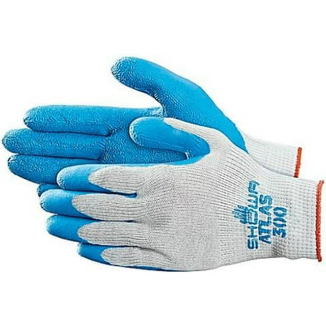 SHOWA Atlas 300 Fit Palm Coating Natural Rubber Glove  Blue  X-Large (