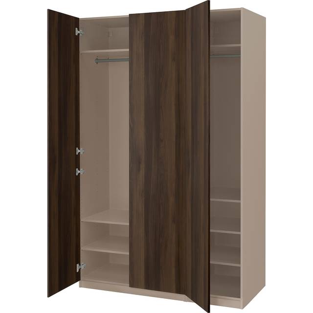 PAX / STORKLINTA garderobskombination, gråbeige/mörkbrun betsad ekeffekt, 150x60x236 cm